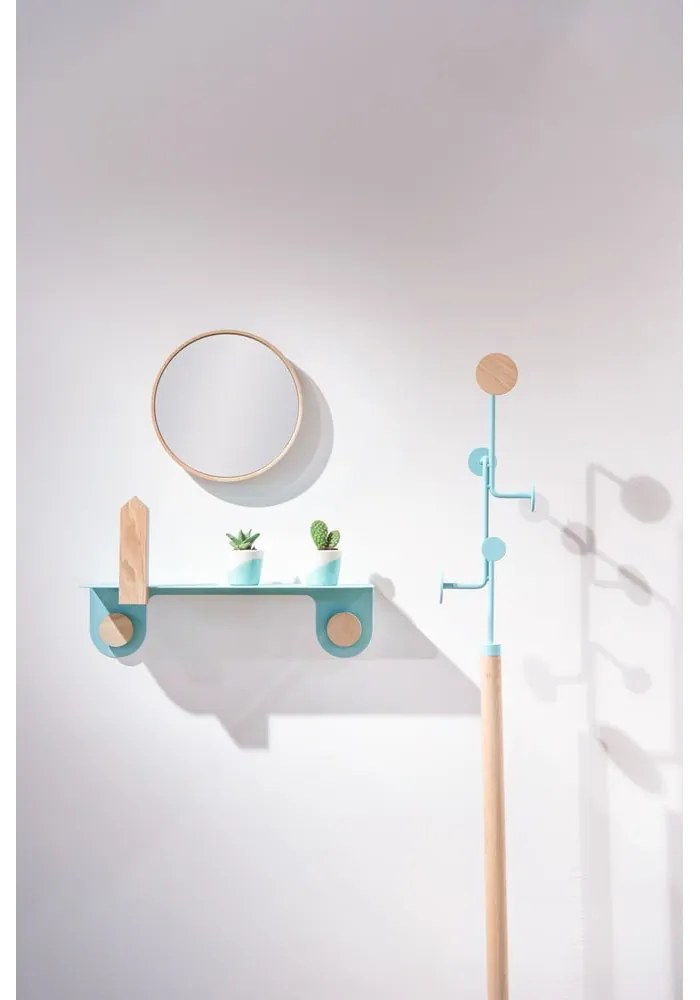 Mensola da parete in acciaio bianco con dettaglio in legno di quercia con 2 ganci , lunghezza 60 cm Hook - Gazzda