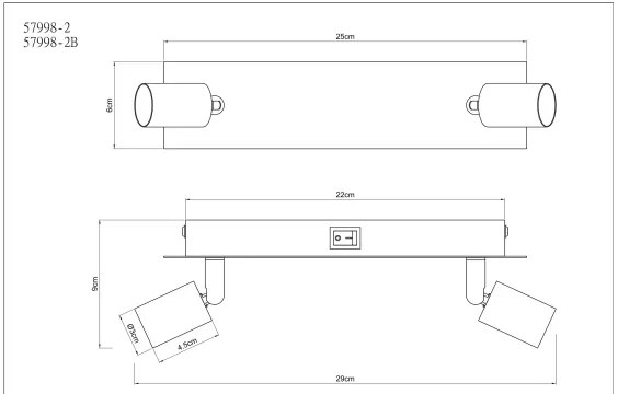Globo 57998-2 - Faretto DREW 2xGU10/35W/230V nero