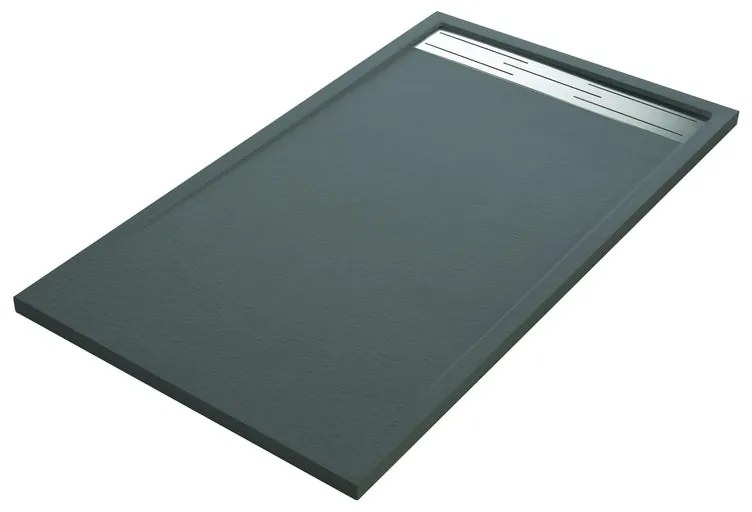 Piatto doccia SENSEA in resina Neo Metal Grid L 80 x L 140 x H 3.5 cm grigio opaco effetto pietra