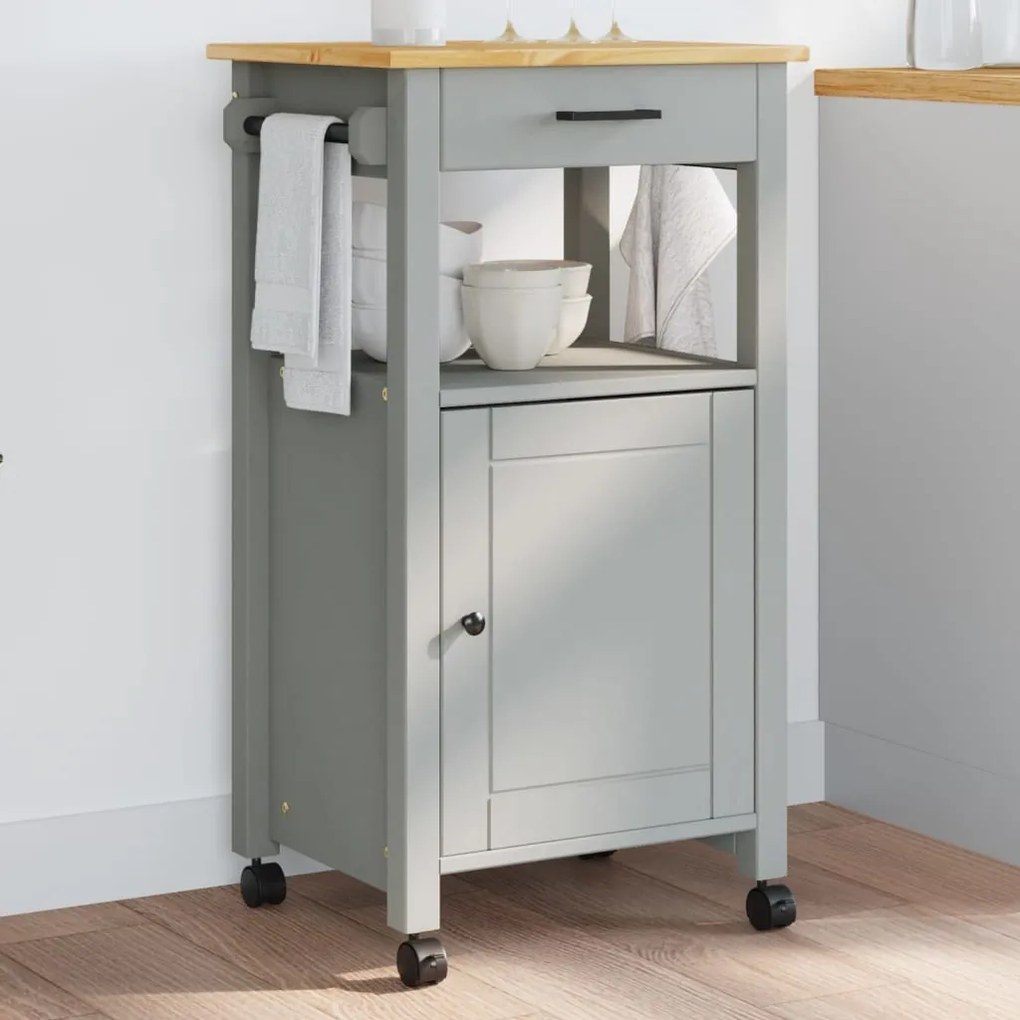 Carrello Da Cucina Monza 48x40x90 Cm İn Legno Massello Di Pino /