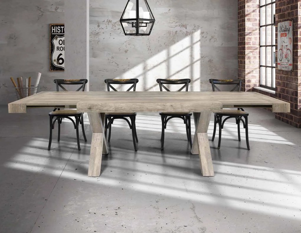 Tavolo pranzo  allungabile in legno invecchiato  moderno 180 x 90