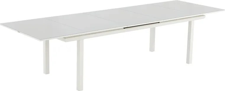Tavolo allungabile da esterno rettangolare in alluminio e vetro bianco 12 posti L 100 a 100x256cm, Odyssea NATERIAL