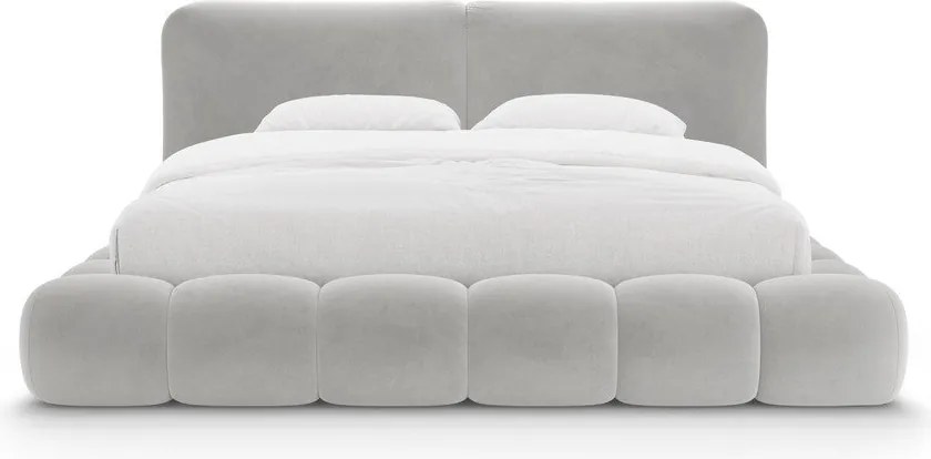 Letto matrimoniale imbottito grigio con contenitore con rete inclusa 180x200 cm Solange – Micadoni