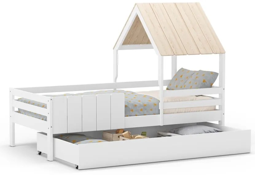 Letto da bambini a forma di casa bianco 90x190 cm Valka – Marckeric