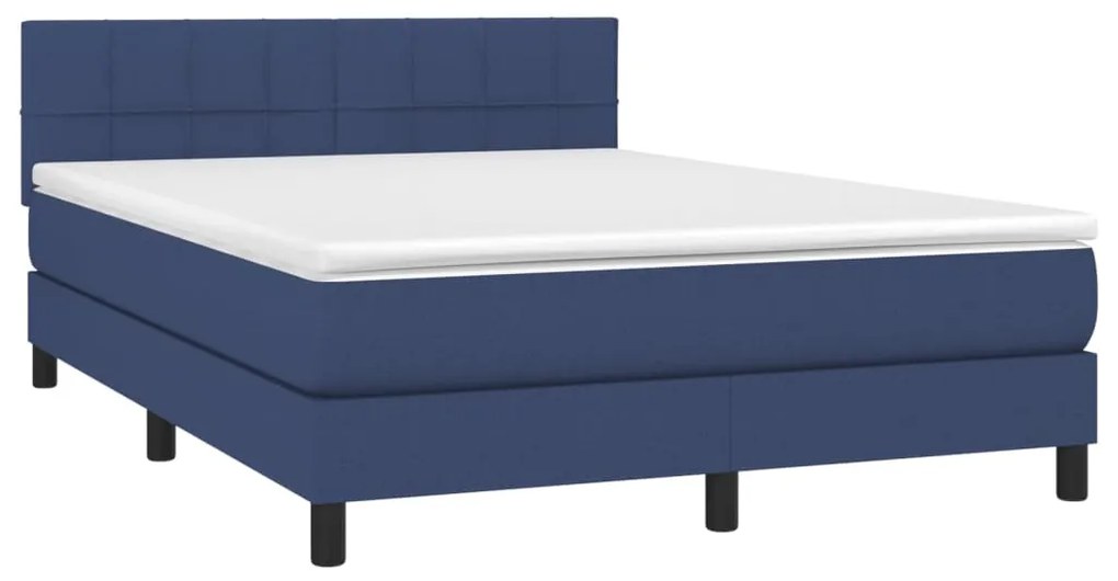 Letto a molle con materasso e led blu 140x190 cm in tessuto