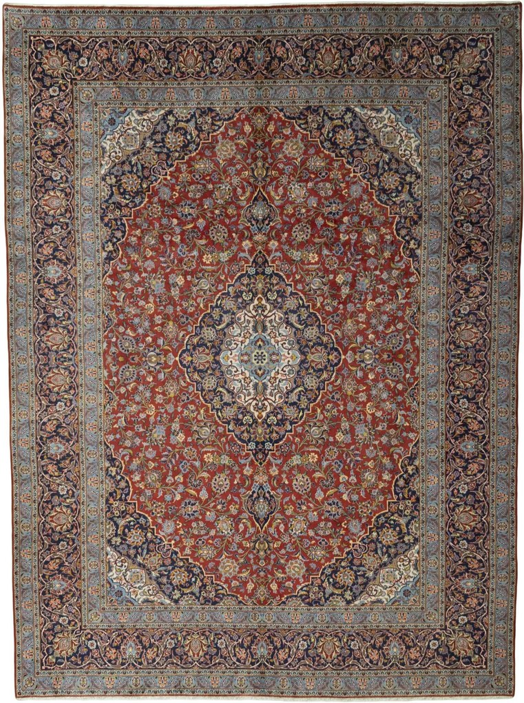 Kashan Tappeto 410x300 Rosso (Iran) Annodato A Mano