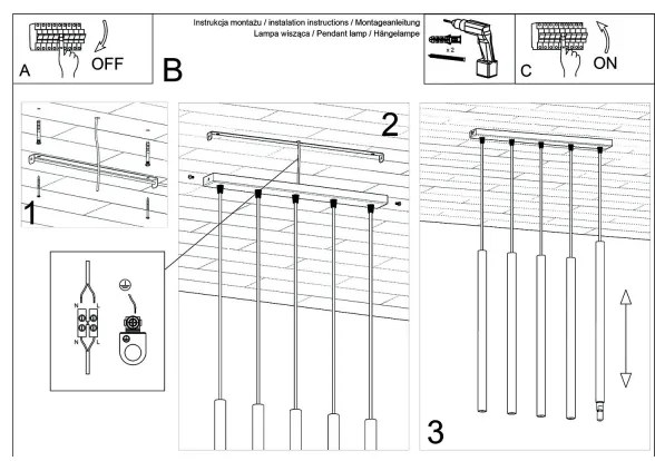 Sollux SL.1274 - Lampadario a sospensione con filo PASTELO 5xG9/8W/230V calcestruzzo