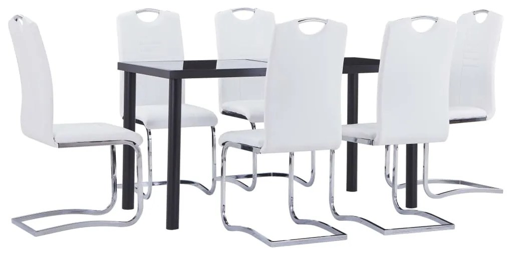 Set Sala Da Pranzo 7 Pz İn Similpelle Bianco /