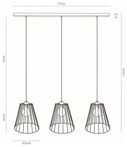 Spot-Light DO19319304 - Lampadario a sospensione con filo ORAZIO 3xE27/60W/230V pino