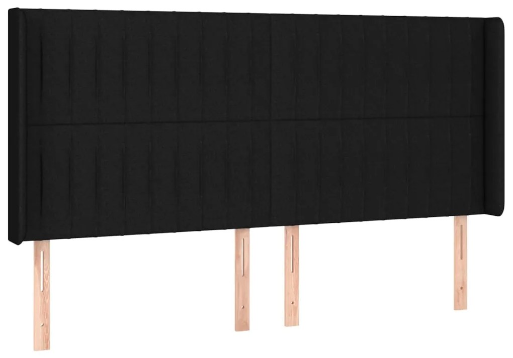 Testiera ad orecchio nera 183x16x118/128 cm in tessuto