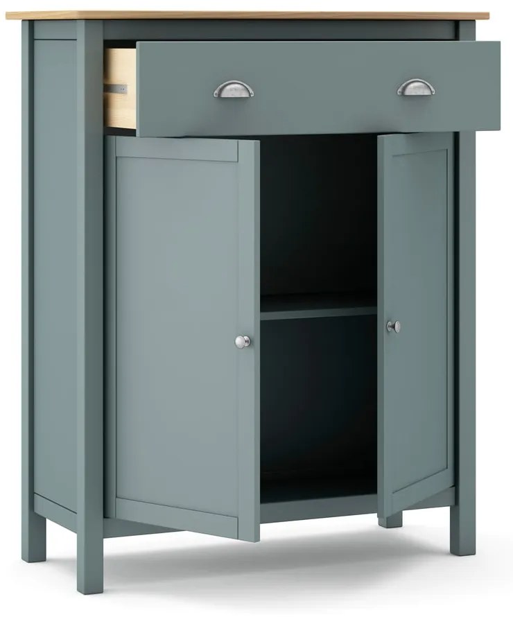 Cassettiera verde polveroso in pino massiccio 90x110x40 cm Misti – Marckeric