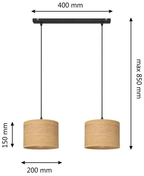 Lampadario a sospensione con filo ALBA 2xE27/15W/230V marrone/nero