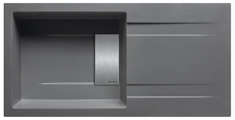 Lavello integrato 1 vasca con gocciolatoio laterale destro o sinistro PYRAMIS Kartesio granito L 50 x L 100 cm grigio