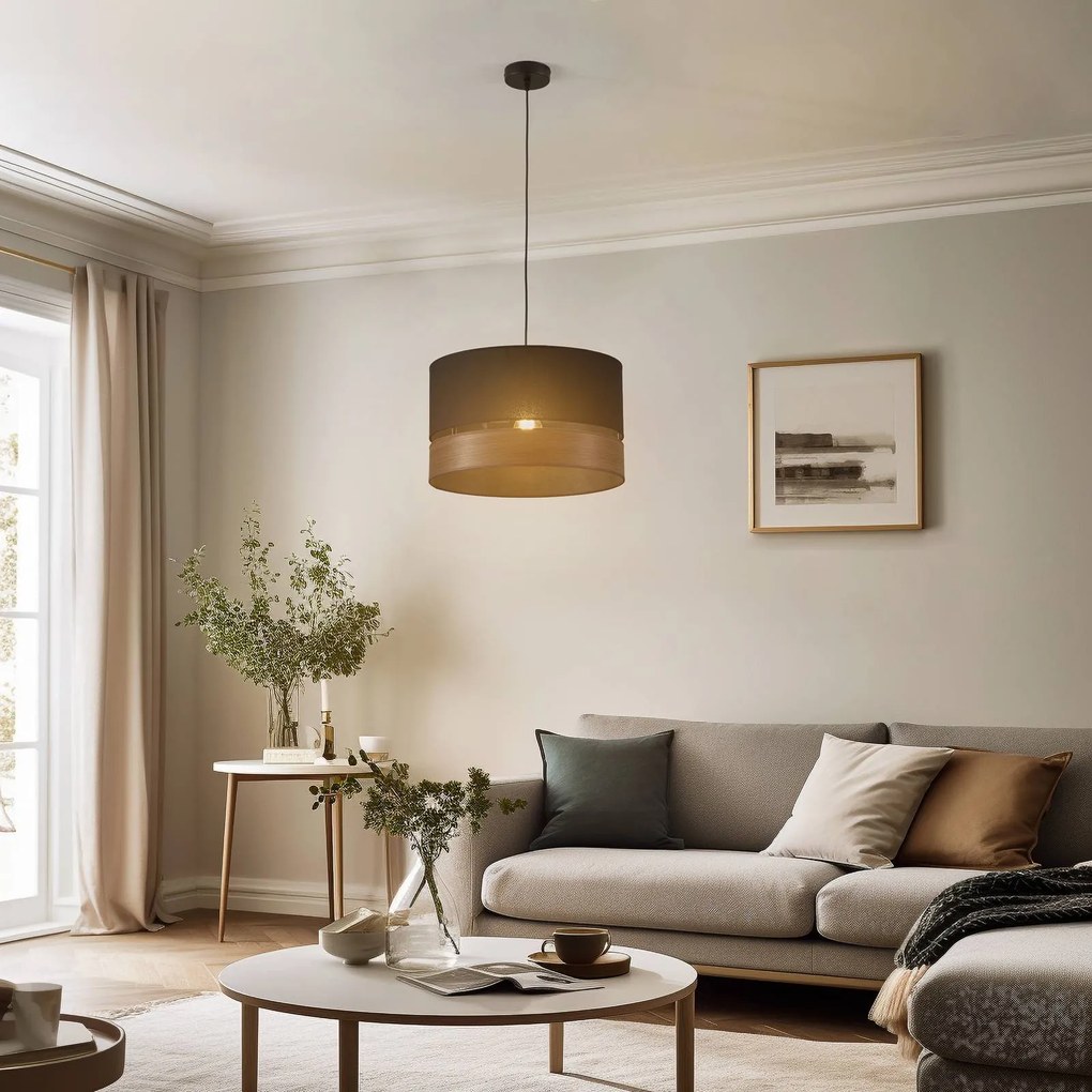 Euluna Levo lampada a sospensione, Ø40cm rovere scuro/nero