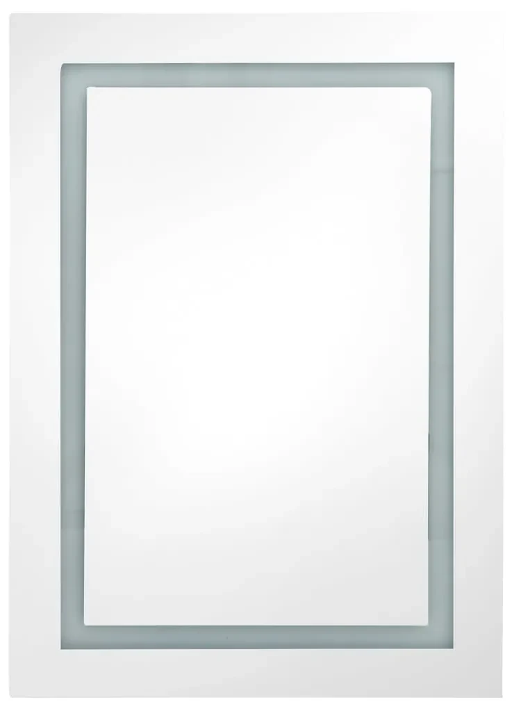 Armadietto bagno con specchio e led bianco e rovere 50x13x70 cm