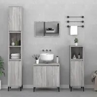 Set Mobili da Bagno 3 pz Grigio Sonoma in Legno Multistrato 3185595