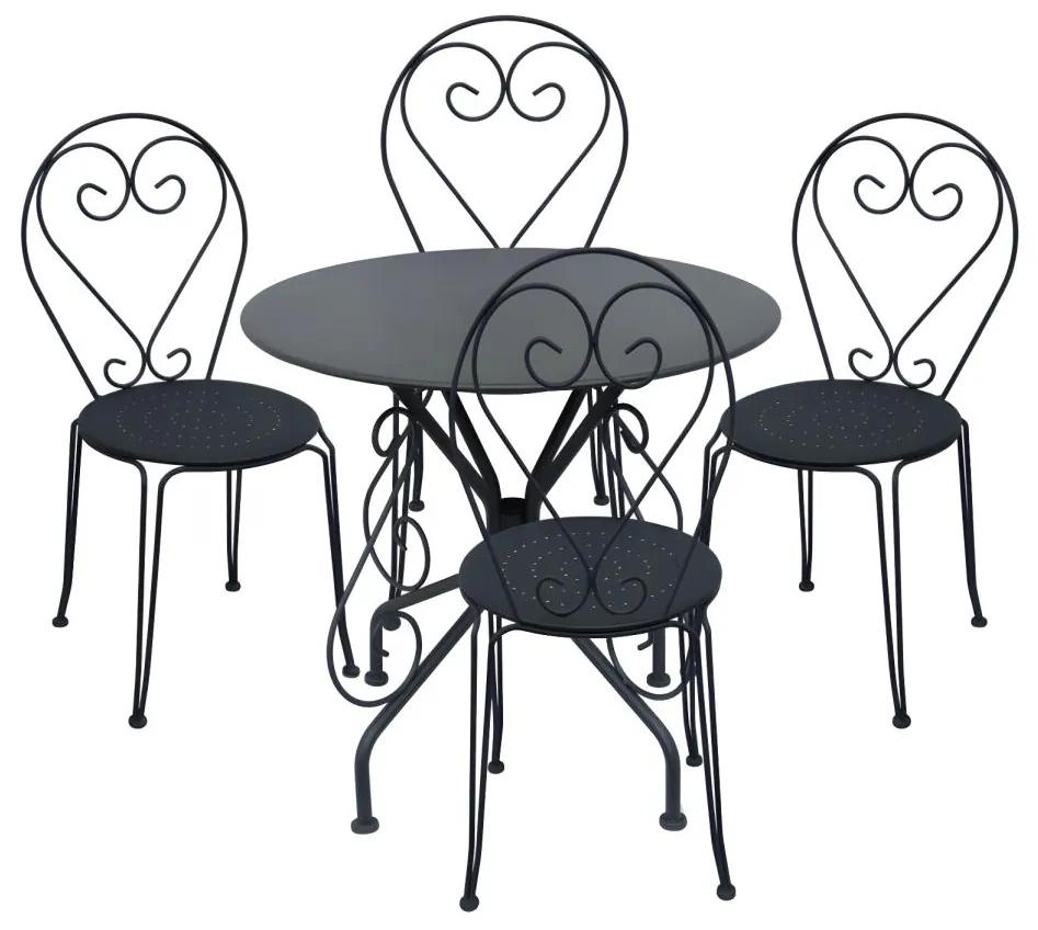 Set tavolo + 4 sedie in metallo effetto ferro battuto GUERMANTES - Antracite