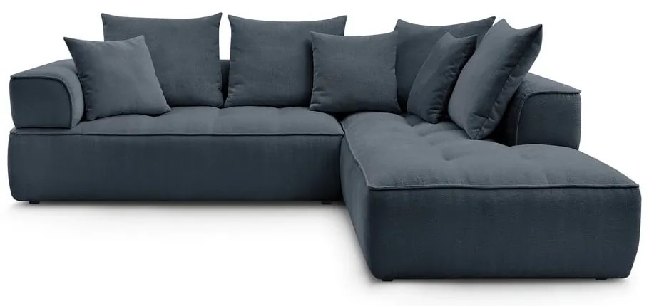 Divano angolare blu scuro (penisola a destra/a L) con rivestimento in ciniglia Whesley – Bobochic Paris