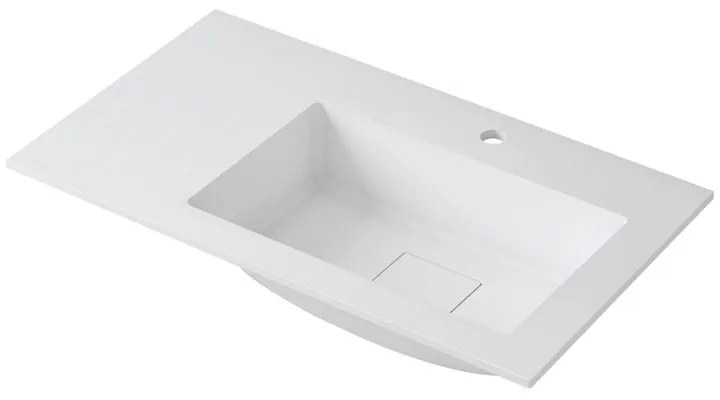 Lavabo a incasso rettangolare vasca a destra L 80.5 x H 15 x P 46 cm in resina bianco lucido
