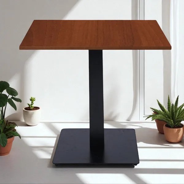 Tavolo pub ristorante bar quadrato 80x80 cm con piano laminato Noce H 75