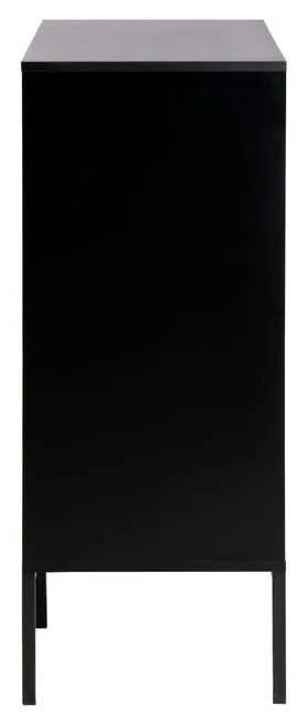 Cassettiera alta nera-color legno naturale effetto rovere 80x103 cm Seaford - Actona