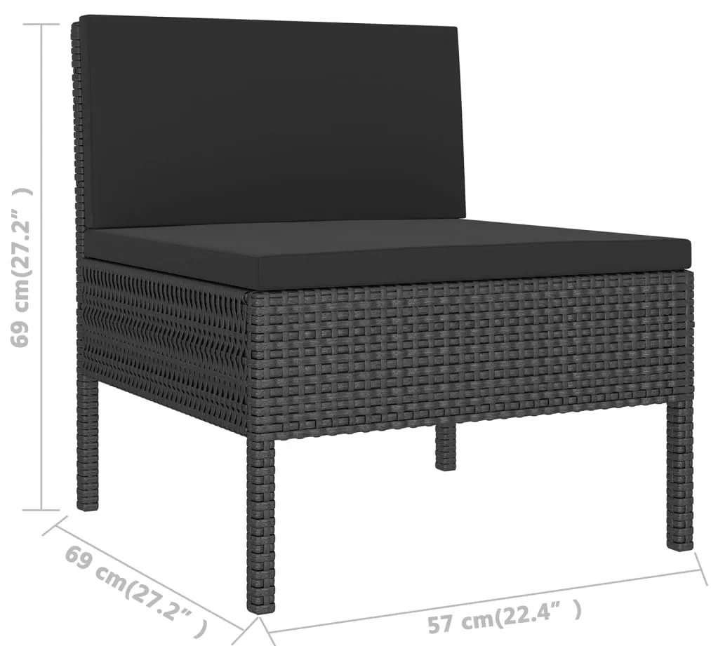 Set Divani da Giardino 7 pz con Cuscini in Polyrattan Nero