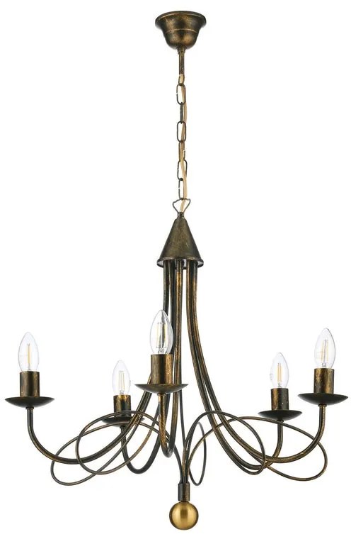 Lampadario Country charm Lampadario MILVIA in Metallo con 5 - E14 bronzo paralume bronzo 5x E14 Ø60cm