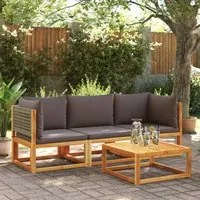 Set Divano da Giardino 3pz con Cuscini Legno Massello di Acacia 3278900