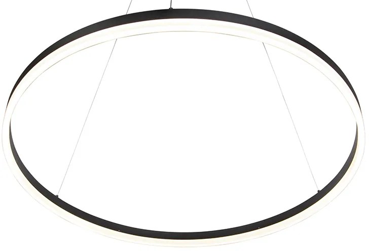 Lampada a sospensione di design nera 80 cm con LED dimmerabile a 3 livelli - Anello