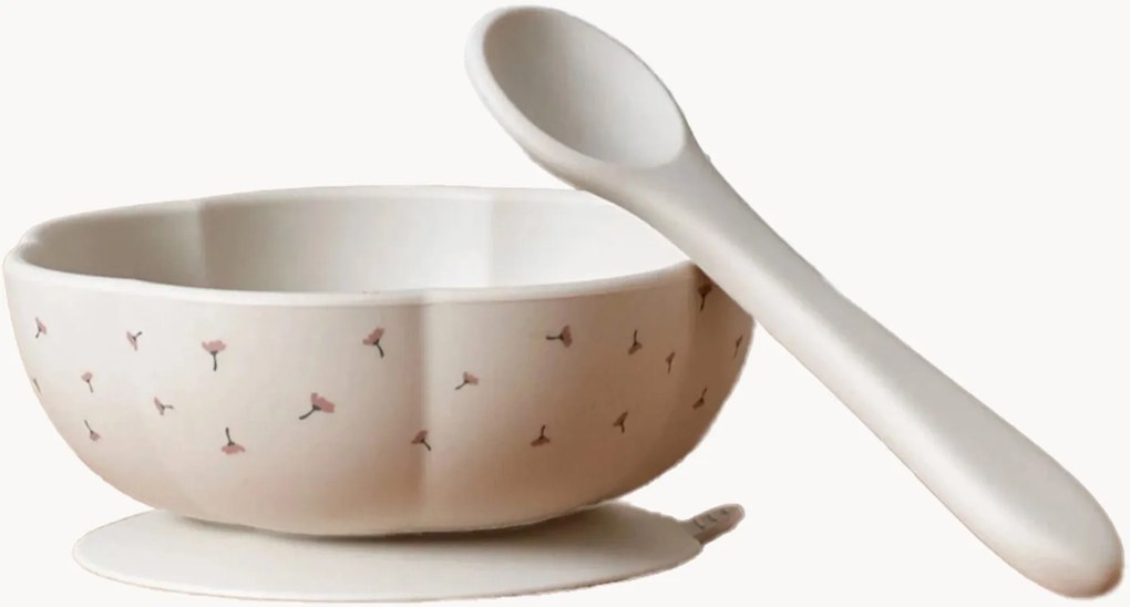 Set di 2 stoviglie per bambini in silicone Poppy In Bloom