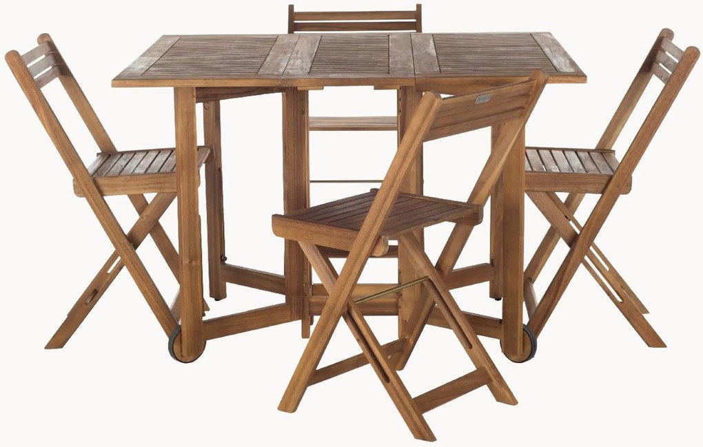 Set da giardino pieghevole in legno di acacia con ruote Arvin 5 pz