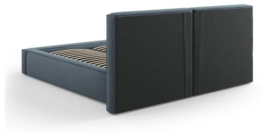 Letto matrimoniale imbottito blu scuro con contenitore e griglia 160x200 cm Arendal - Cosmopolitan Design