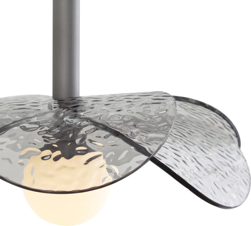 Lampada a sospensione di design argento con vetro fumé - Kemner