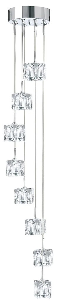 Lampadario Contemporaneo Ice Cube Acciaio Cromo Vetro Trasp Led 4875W 3000K