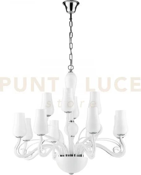 Lampadario angel bianco e cromo 12 luci attacco e14 80x140cm vetro ...