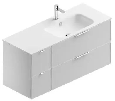 Mobile sottolavabo e lavabo Quadra bianco in mdf L 120 x H 57 x P 46 cm 2 vasche 4 cassetti