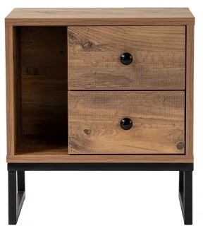 Comodino GLIMMER 50x45,2 cm pino atlantic/nero