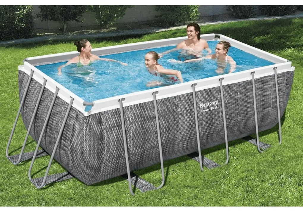 Set Piscina Rettangolare Power Steel 412x201x122 Cm /