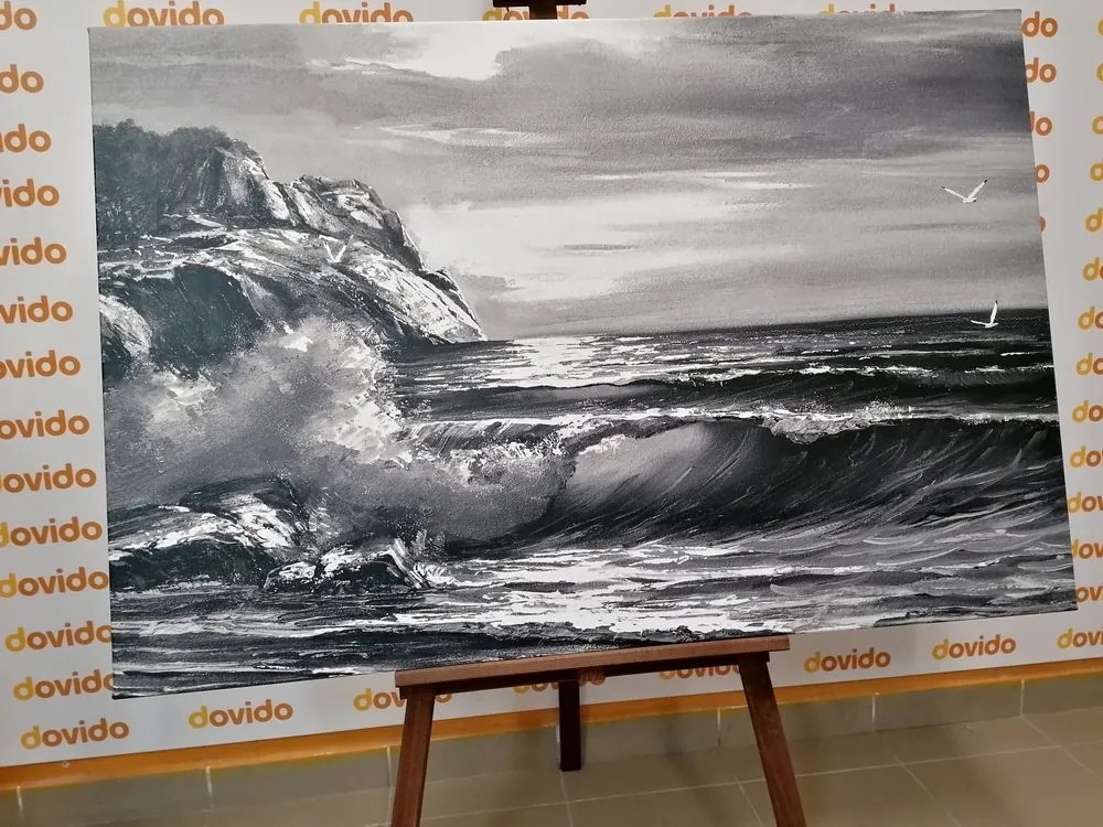 Stampa su tela – Mattina sul mare in bianco e nero
