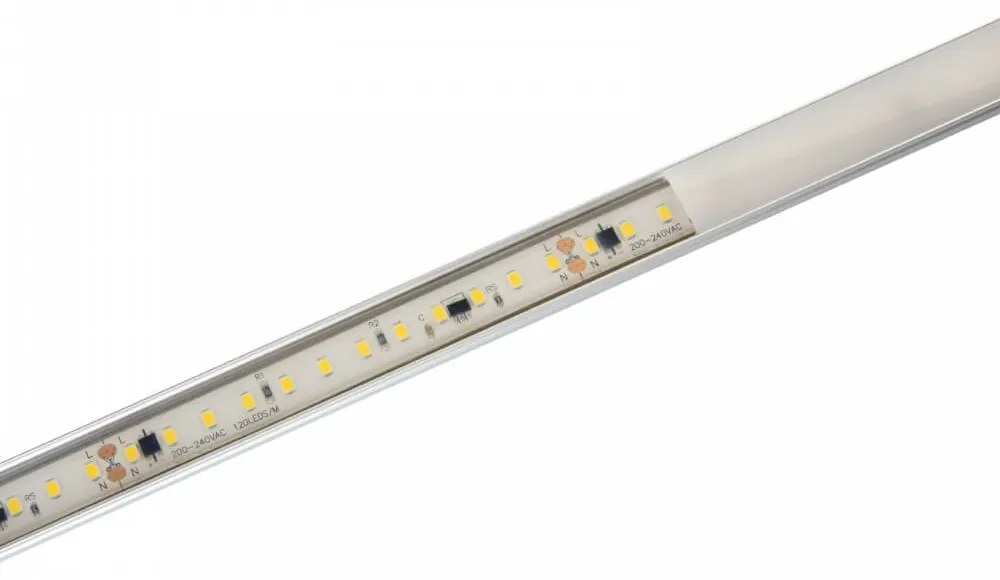 Strisce LED 220V 16W/m, 120lm/W, chip PHILIPS Lumileds, Dimmerabile, tagl. 10cm – 5m Colore  Bianco Caldo 2.700K