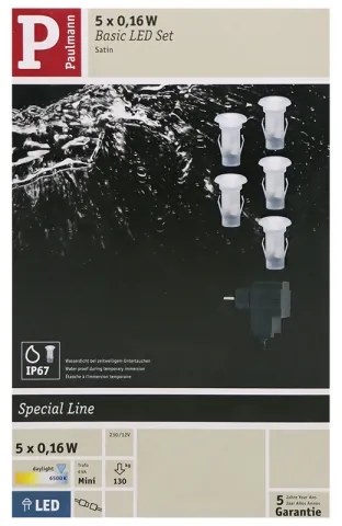 Paulmann 98891 - SET 5X LED/0,16W IP67 Luce da incasso da esterno MICRO 230V