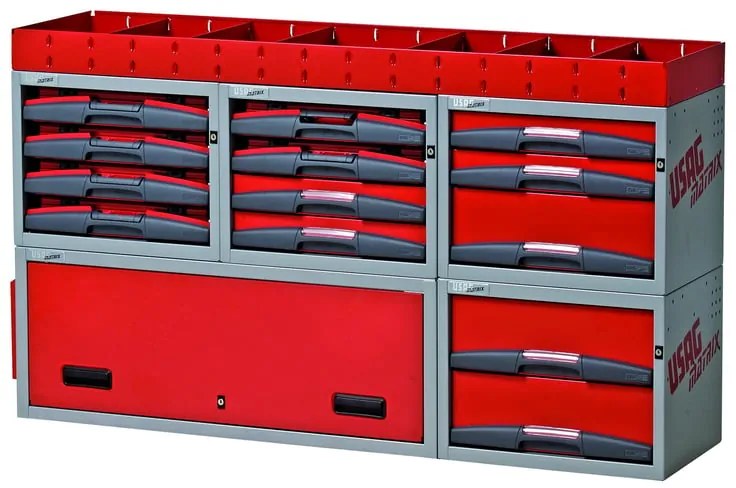 Armadietto da officina USAG Composizione per allestimento furgone in acciaio  8 cassetti 1 ripiani, L 148.5 x P 37.5 x H 85.4 cm
