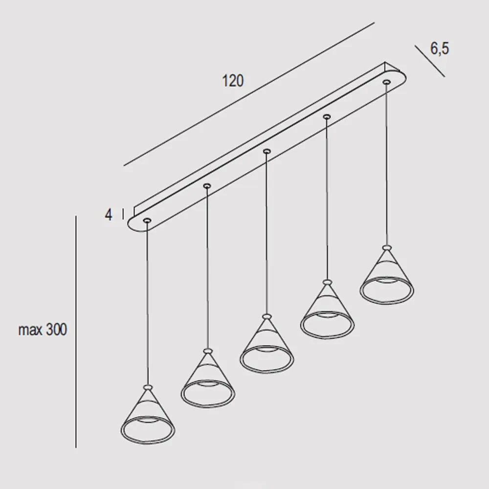 Sospensione Contemporanea Cony Metallo Oro Rosato Led 35W