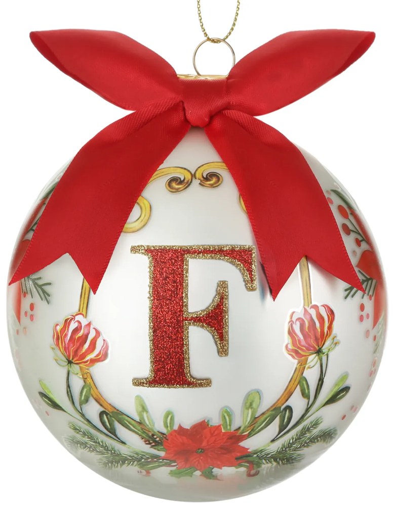 Pallina Natale lettera F 10 cm Royal Garden