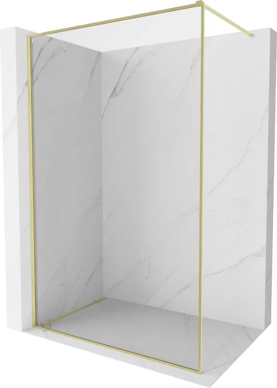 Mexen Kioto-F parete doccia Walk-in con cornice 140 x 202 cm, trasparente 8 mm, oro spazzolato - 800-140-104-55-00