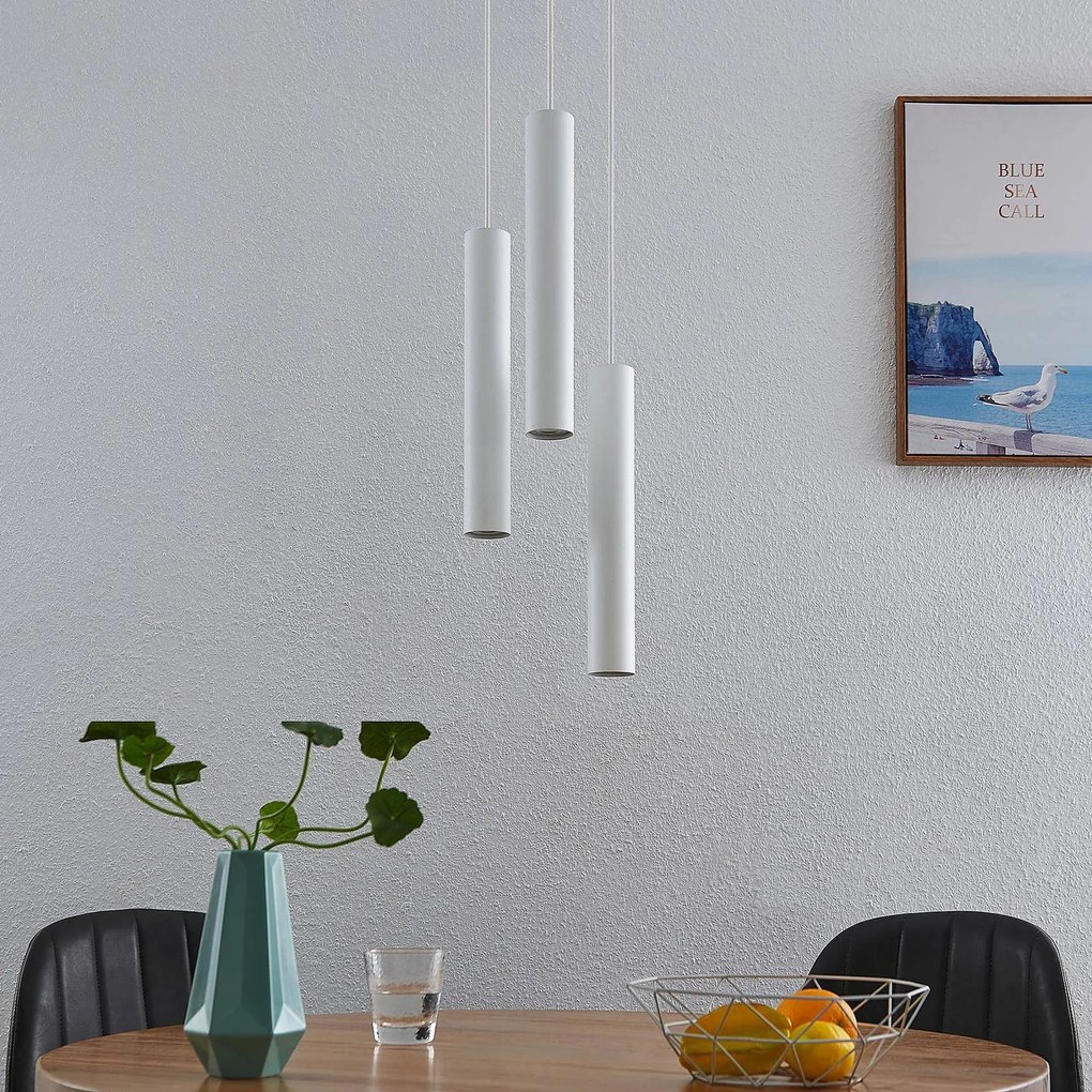 Lampada a sospensione Lindby Joffrey, Ø 24 cm, bianco, a 3 luci, GU10