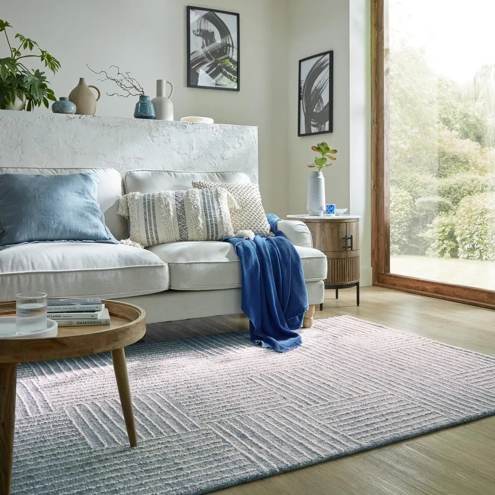 Tappeto in lana blu chiaro tessuto a mano 160x230 cm Memphis Wool - Flair Rugs