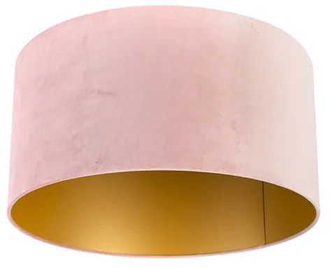Paralume in velluto rosa 50/50/25 con interno dorato