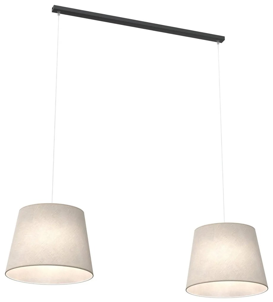 Lampadario A 2 Luci Epoca Con Paralumi In Tessuto Beige