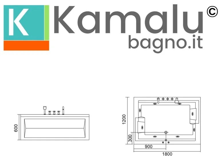 Kamalu - Vasca idromassaggio installazione angolare per due persone | 1200K